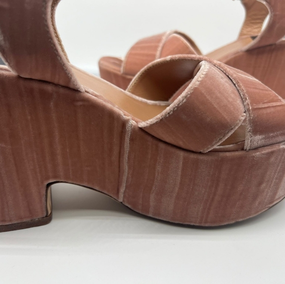 LAURENCE DACADE Helissa Pink Velvet Leather Platform Sandals Heels sz 41 - Picture 11 of 16